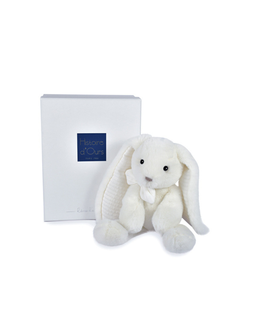 Peluche lapin preppy Chic - Blanc - 30 cm