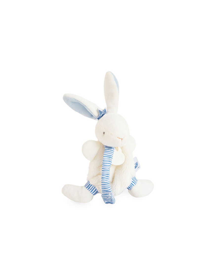 Mini doudou attache sucette lapin matelot bleu - 15 cm