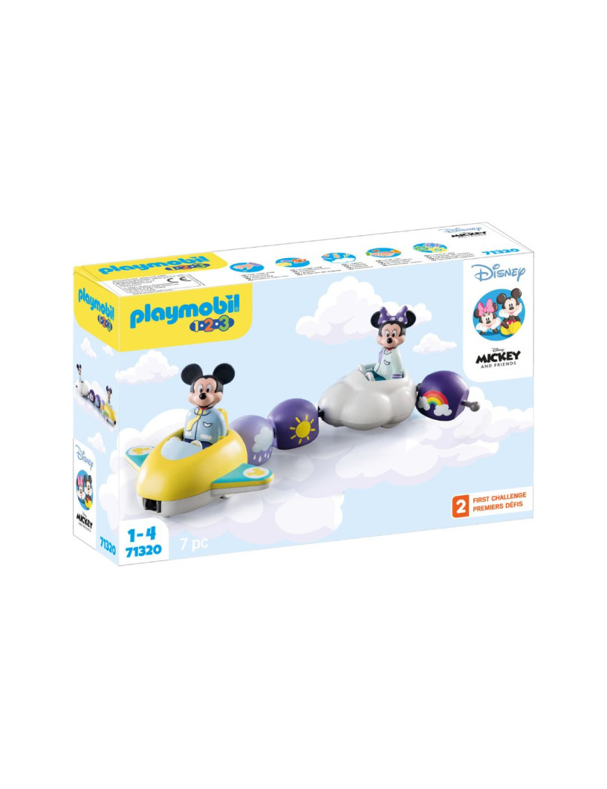 Playmobil – 71320 - PLAYMOBIL 1.2.3  - Disney - Train des nuages de Mickey et Minnie, jouet d'éveil -à partir de 12 mois