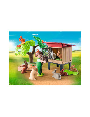 Playmobil - 71252 - Enfant avec enclos et lapins - La gamme petite ferme - Animaux & Nature - Country - La vie à la ferme