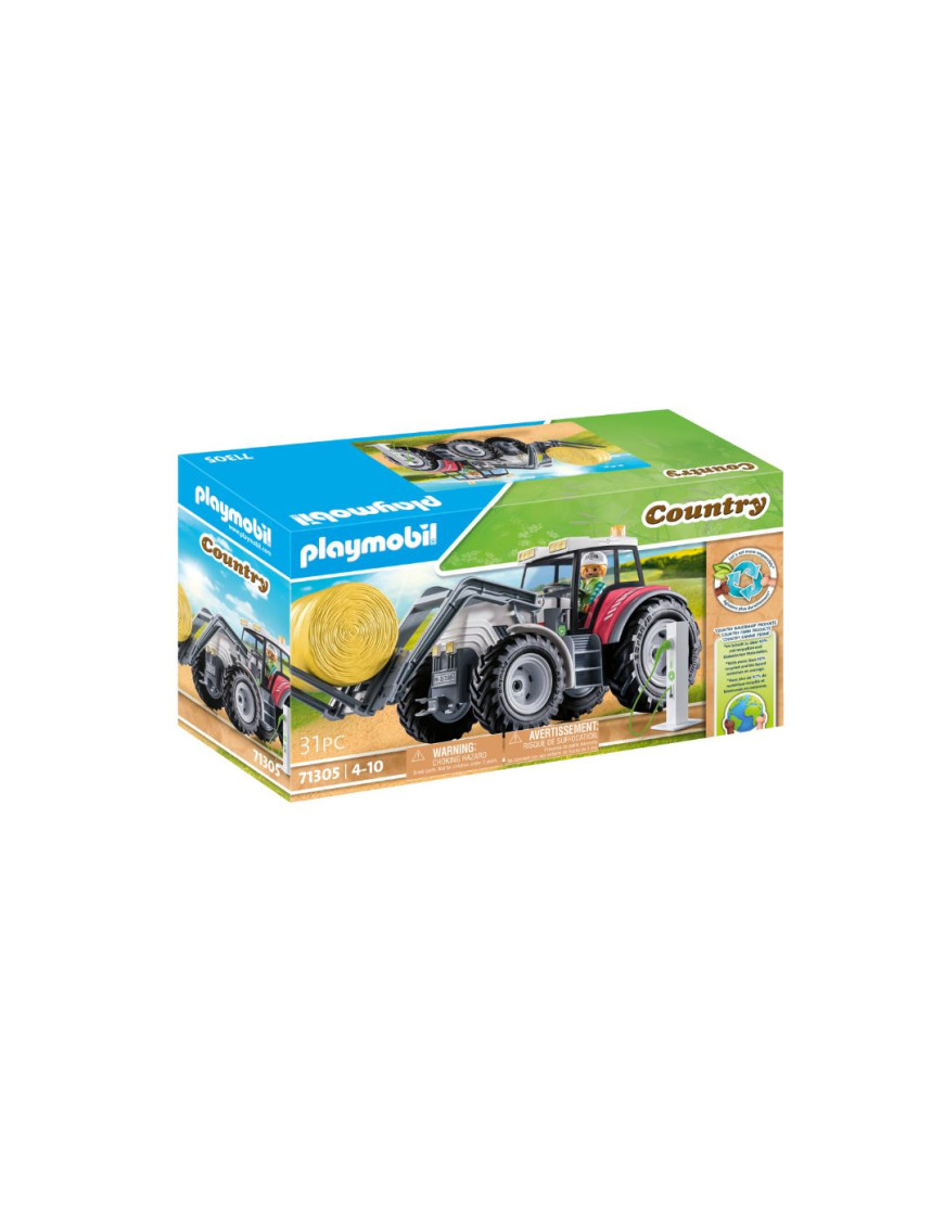 Playmobil – 71305 - Animaux & Nature – Country - La vie à la ferme - Grand tracteur électrique - 80% de matériaux recyclés