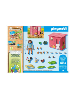 Playmobil - 71308 - Agricultrice et poulailler - 80% de matériaux recyclés - Animaux & Nature - Country - La vie à la ferme
