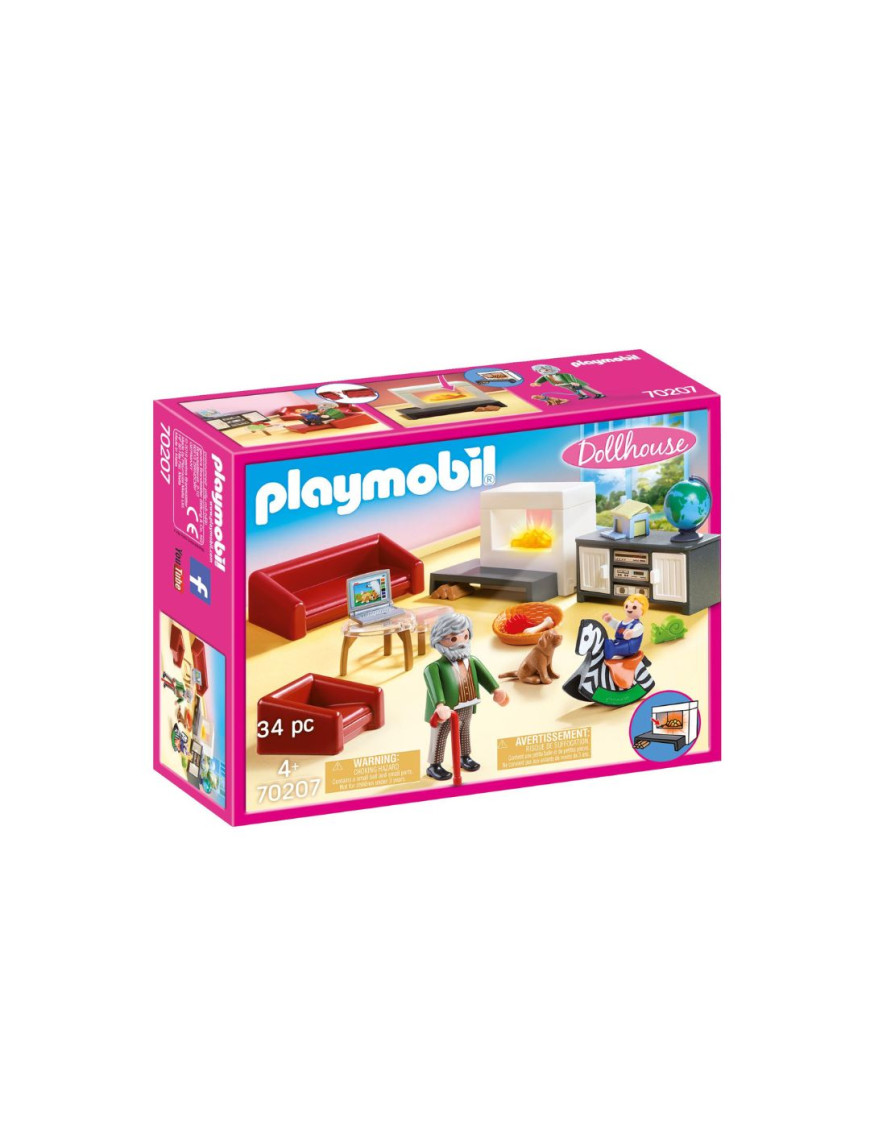 Playmobil - 70207 - Salon avec cheminée - Famille & Loisirs - Dolhouse - La maison traditionnelle