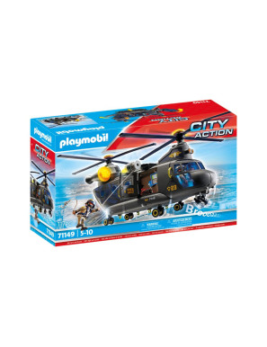 Playmobil - 71149 - Hélicoptère de transport des forces spéciales - Ville & Métiers - City Life - Les policiers