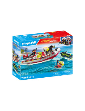 Playmobil - 71464 - Bateau de pompier et scooter des mers - Ville & Métiers - Les pompiers