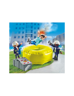 Playmobil - 71465 - Pompiers avec coussin de sauvetage - Ville & Métiers - Les pompiers