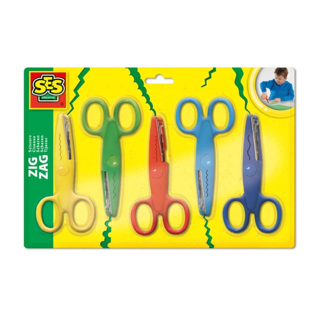 SES Creative - Set of 5 Zigzag Scissors for Kids 3+